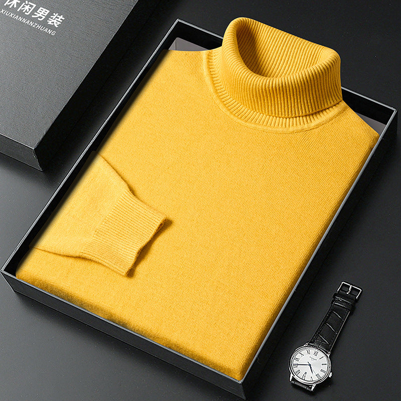 Men's cashmere-blend roll-neck jumper with ribbed trim