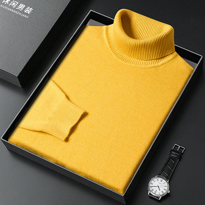 Men's cashmere-blend roll-neck jumper with ribbed trim