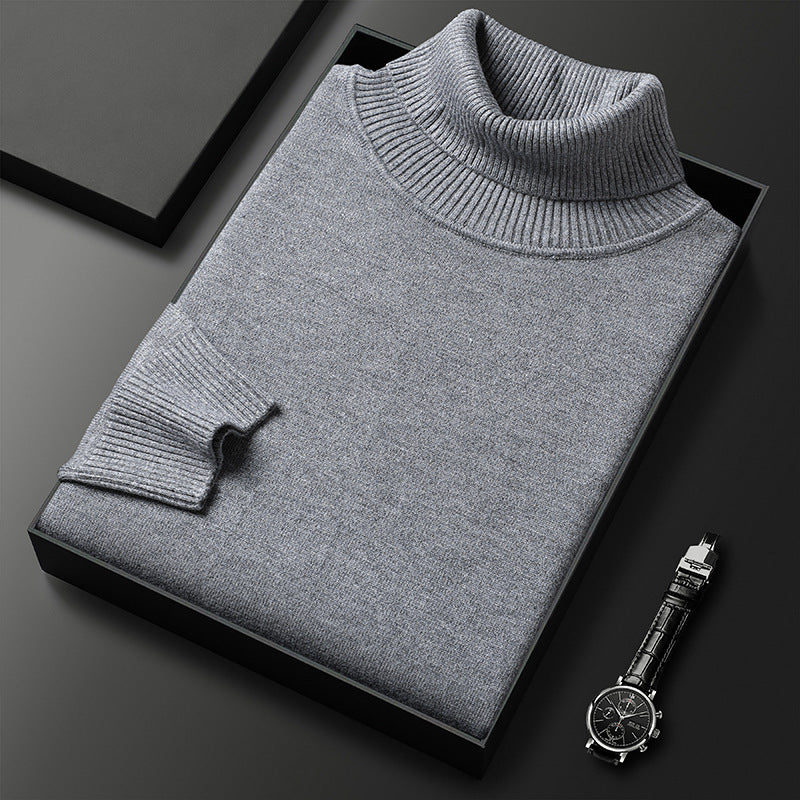 Men's cashmere-blend roll-neck jumper with ribbed trim
