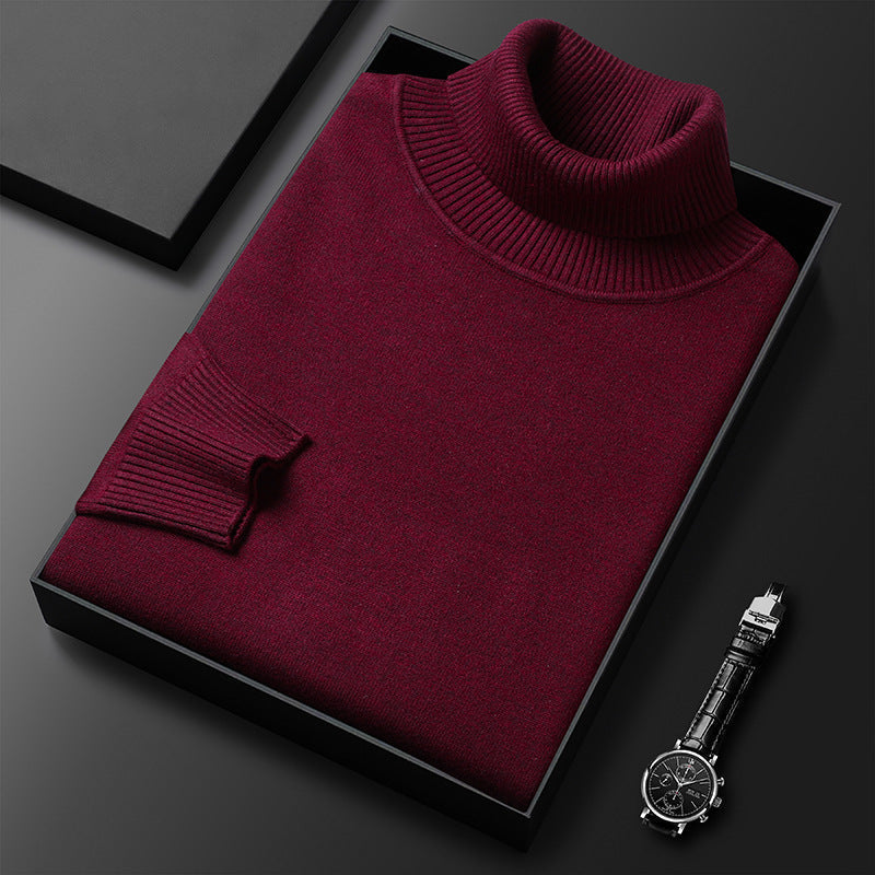 Men's cashmere-blend roll-neck jumper with ribbed trim