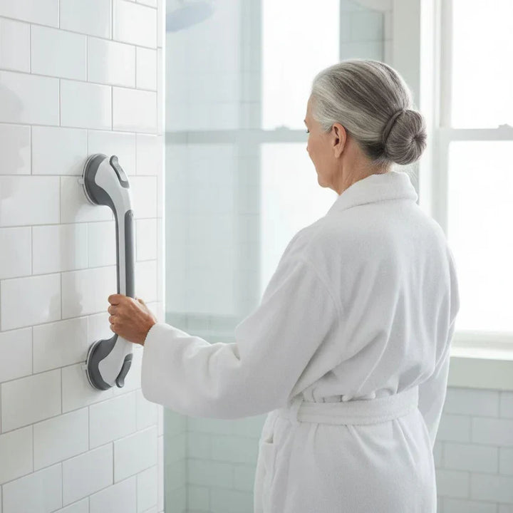 Suction grab handle for the shower, drill-free bathroom safety handle, 15.7 inch