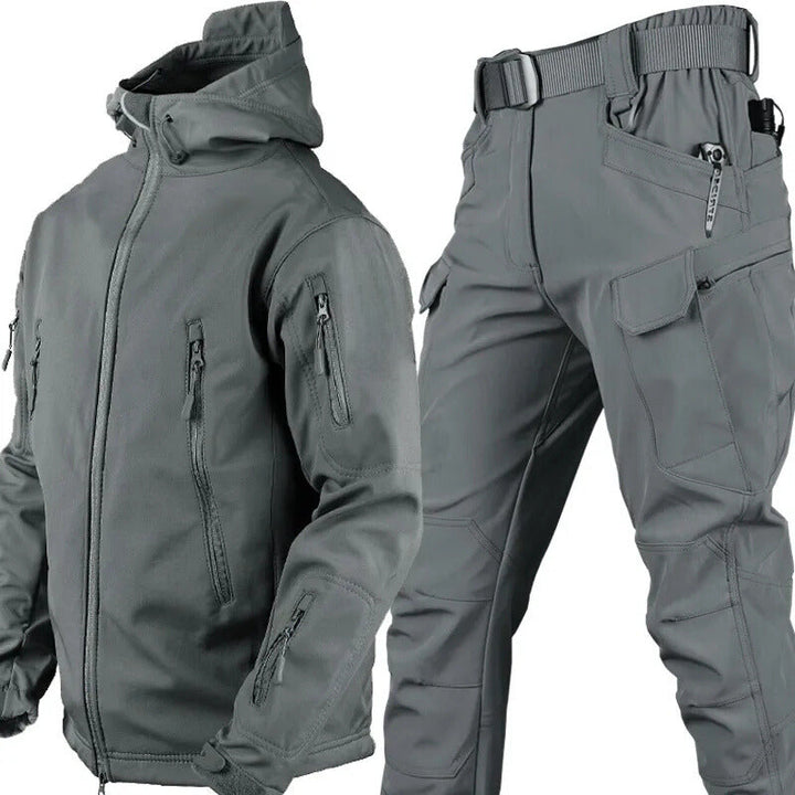 Waterproof Windproof Fleece-Lined Outdoor Jacket and Trousers Set