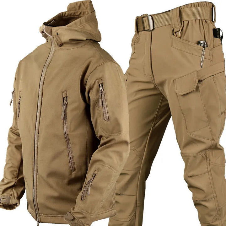 Waterproof Windproof Fleece-Lined Outdoor Jacket and Trousers Set