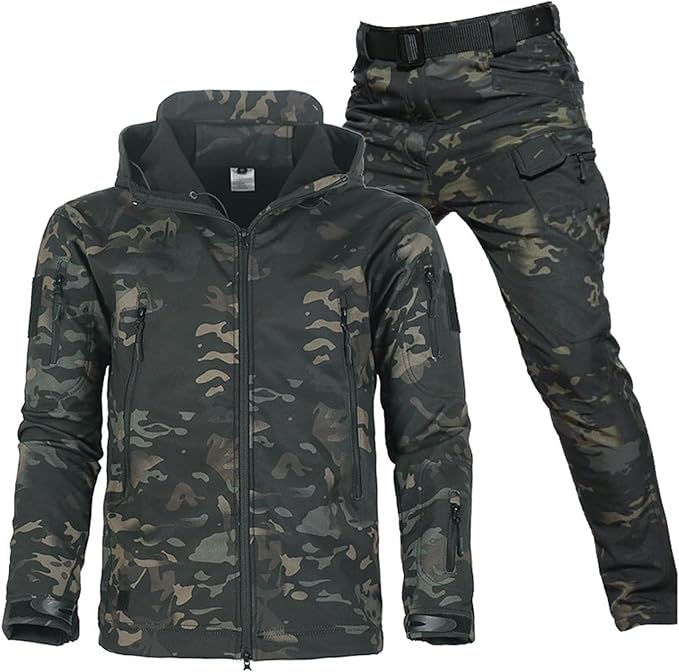Waterproof Windproof Fleece-Lined Outdoor Jacket and Trousers Set