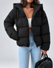 Women's Oversized Quilted Puffer Jacket with Hood and Zip