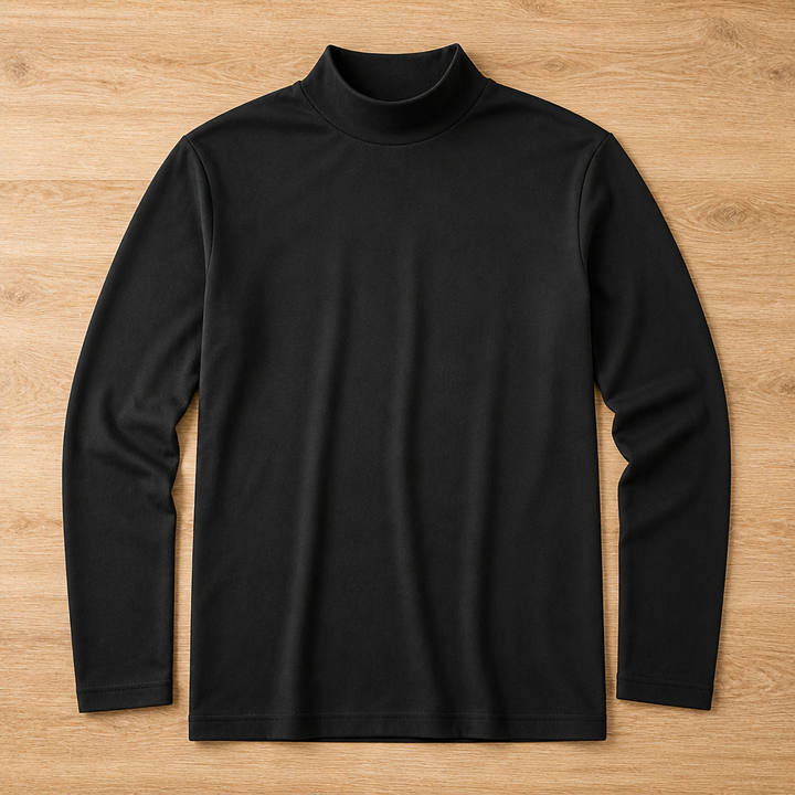 Men's slim-fit long-sleeved top with fold-over high collar